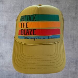 John Wayne Cancer Foundation Block The Blaze Trucker Hat Yellow Snapback Cap